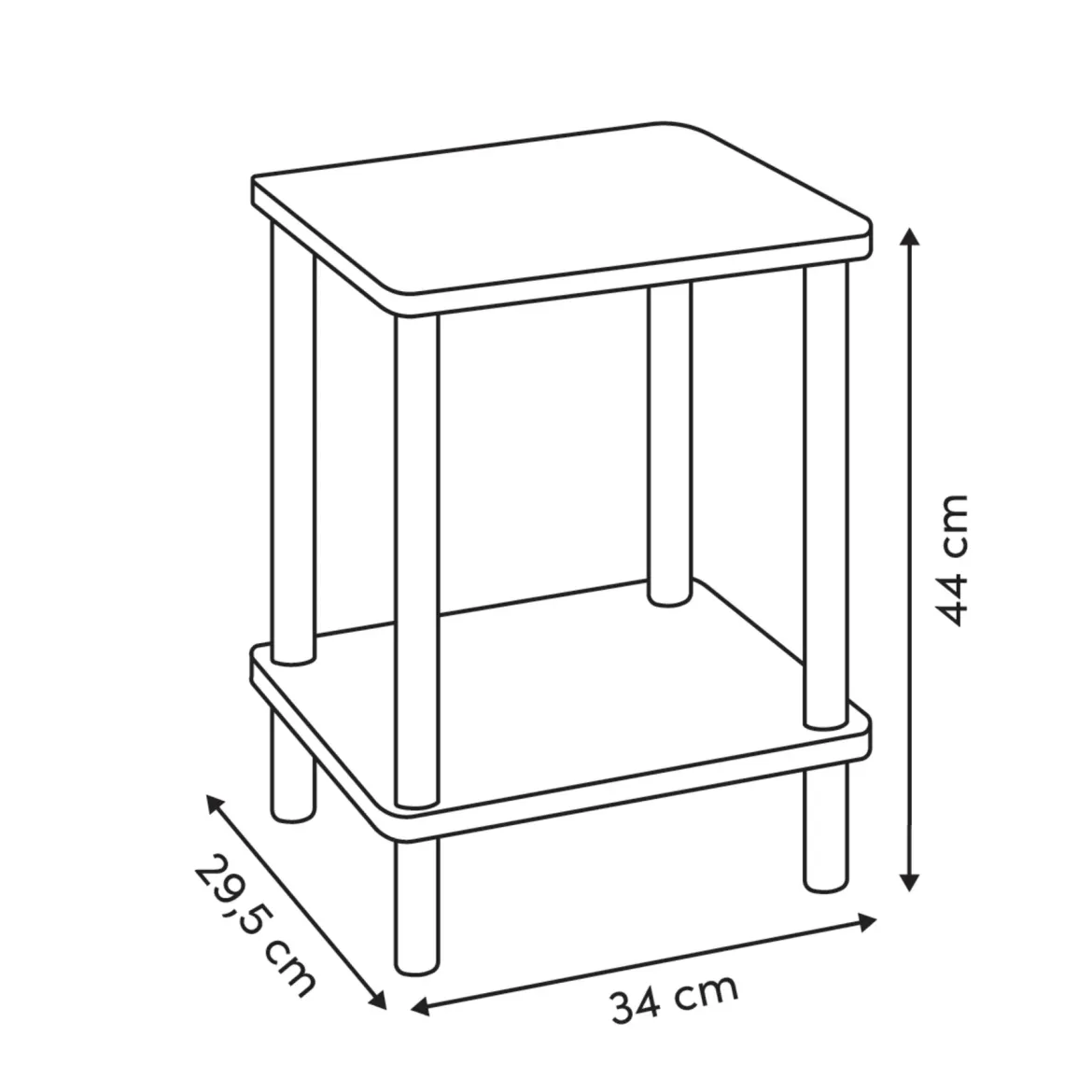 Stolik pomocniczy z półką COME, 44 cm