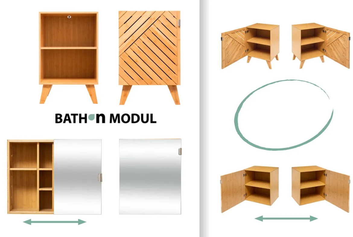 Szafka łazienkowa Bath n'modul, zamykana, bambus, 70 cm