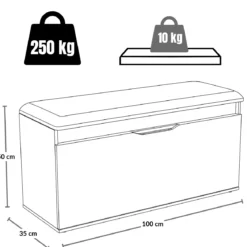 Szafka na buty z siedziskiem i schowkiem TORI, 100 x 50 x 35 cm