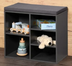 Szafka na buty z siedziskiem, 5 przegródek, MDF, antracytowy, Kesper