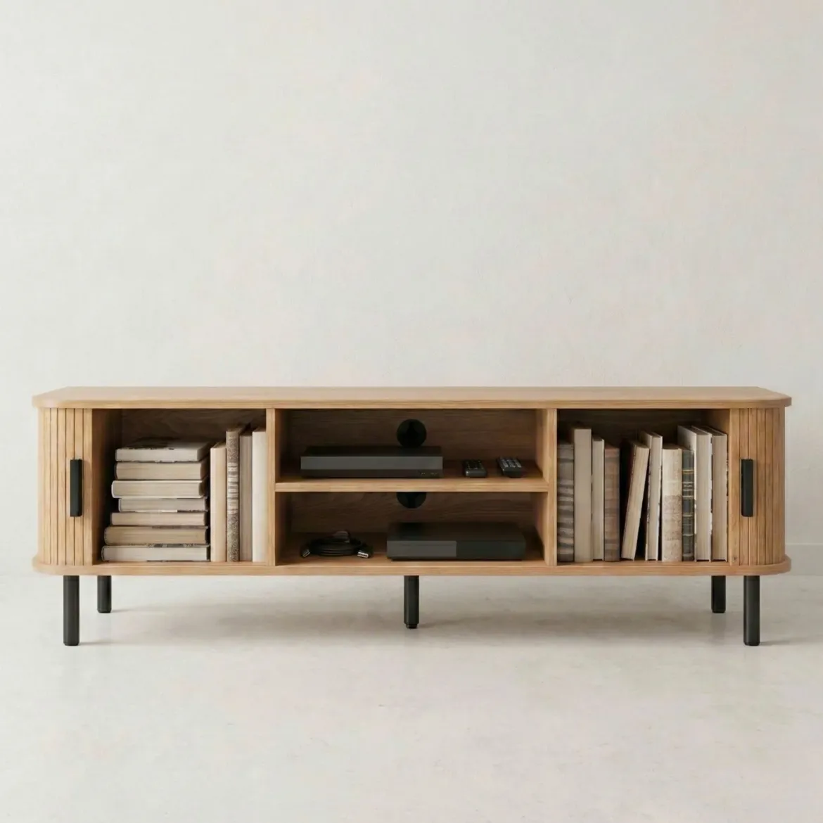 Szafka rtv ryflowana SCAVA, 140 x 40 x 46 cm