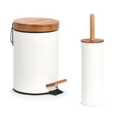 Szczotka WC z metalu i bambusa, Ø 10 cm