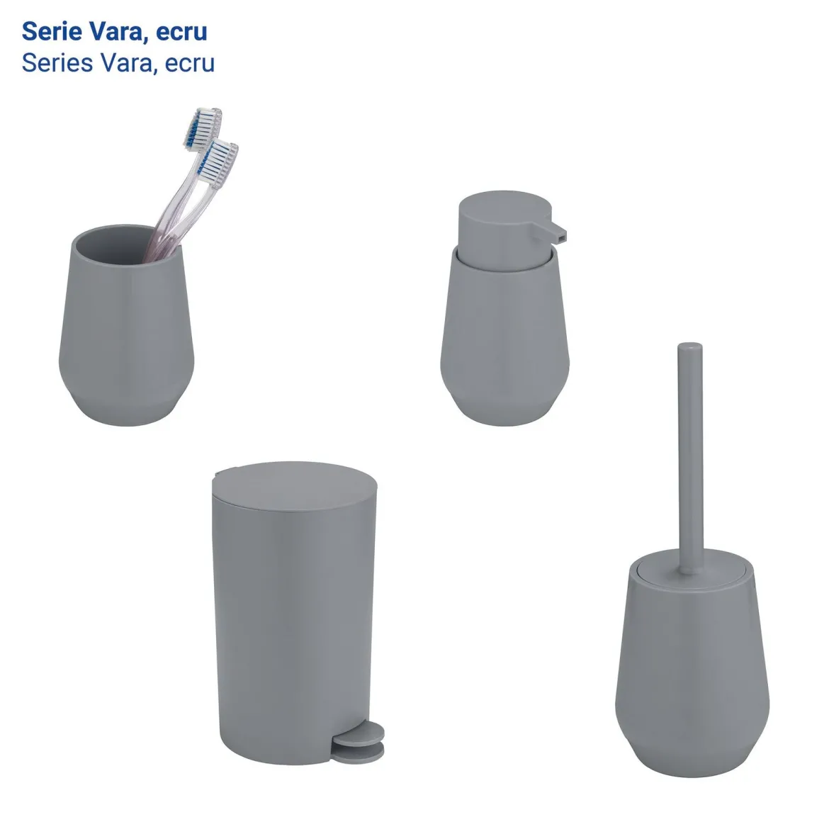 Szczotka WC z pojemnikiem VARA, 12,5 x 12,5 x 33,5 cm