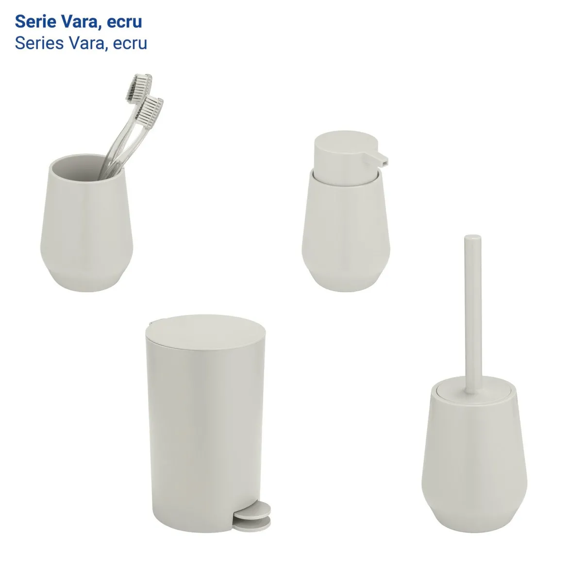 Szczotka WC z pojemnikiem VARA, 12,5 x 12,5 x 33,5 cm