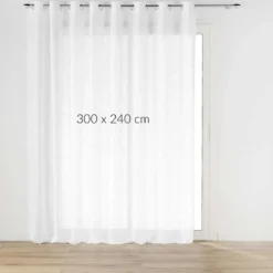 Szeroka firana na przelotkach, z efektem lnu, HALTONA