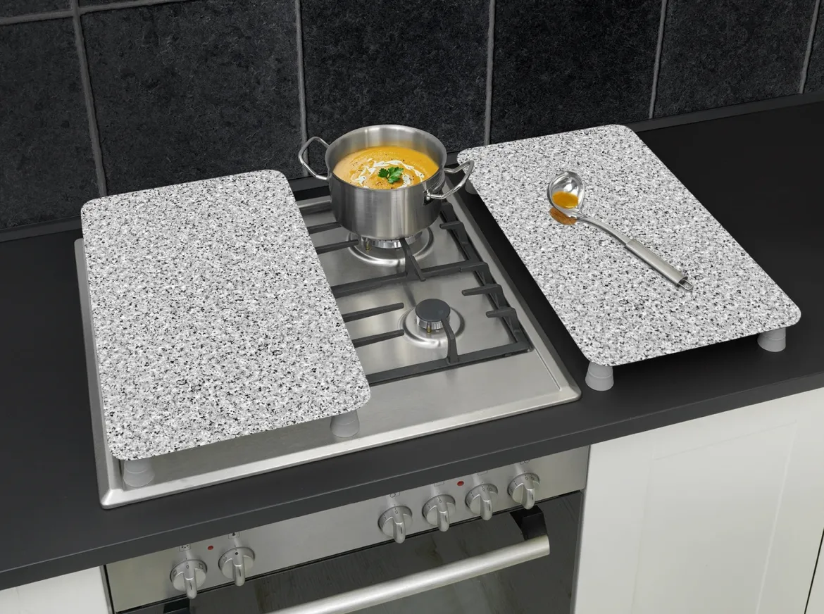 Szklane płyty ochronne GRANIT na kuchenkę – 2 sztuki, WENKO