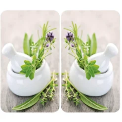 Szklane płyty ochronne HERB GARDEN na kuchenkę – 2 sztuki, WENKO
