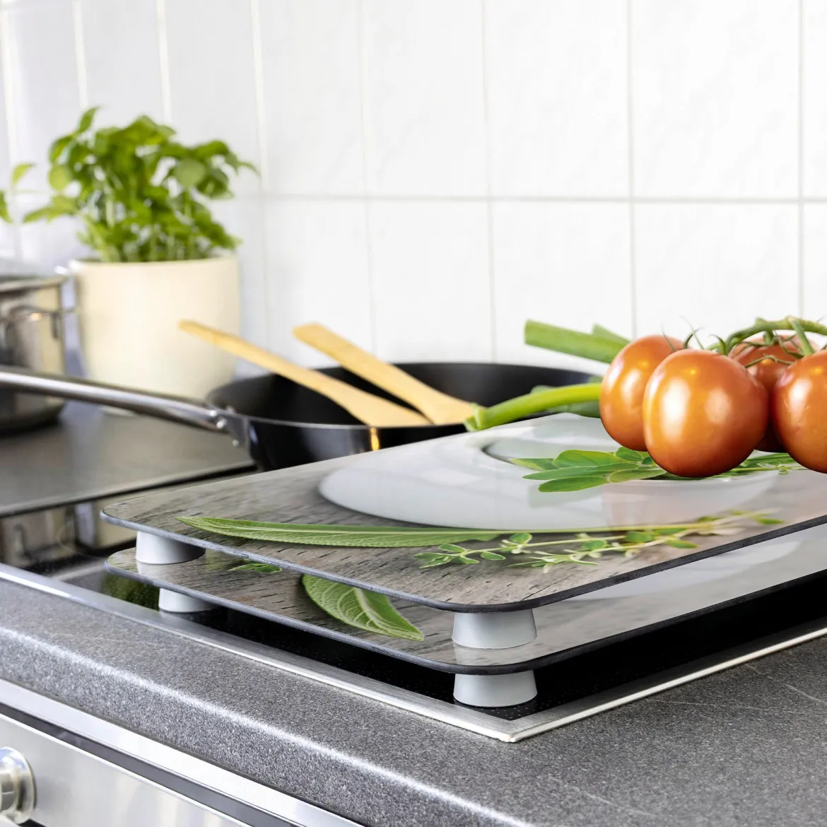 Szklane płyty ochronne HERB GARDEN na kuchenkę – 2 sztuki, WENKO