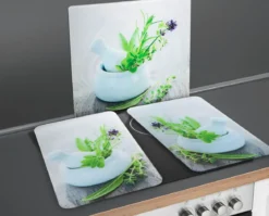 Szklane płyty ochronne HERB GARDEN na kuchenkę – 2 sztuki, WENKO