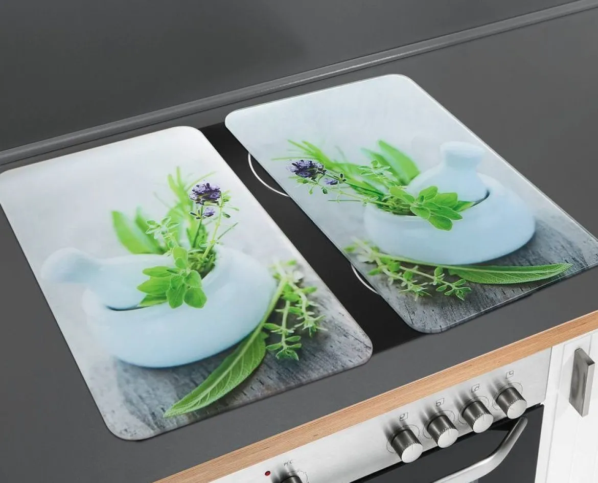 Szklane płyty ochronne HERB GARDEN na kuchenkę – 2 sztuki, WENKO