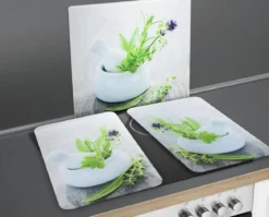 Szklane płyty ochronne HERB GARDEN na kuchenkę – 2 sztuki, WENKO
