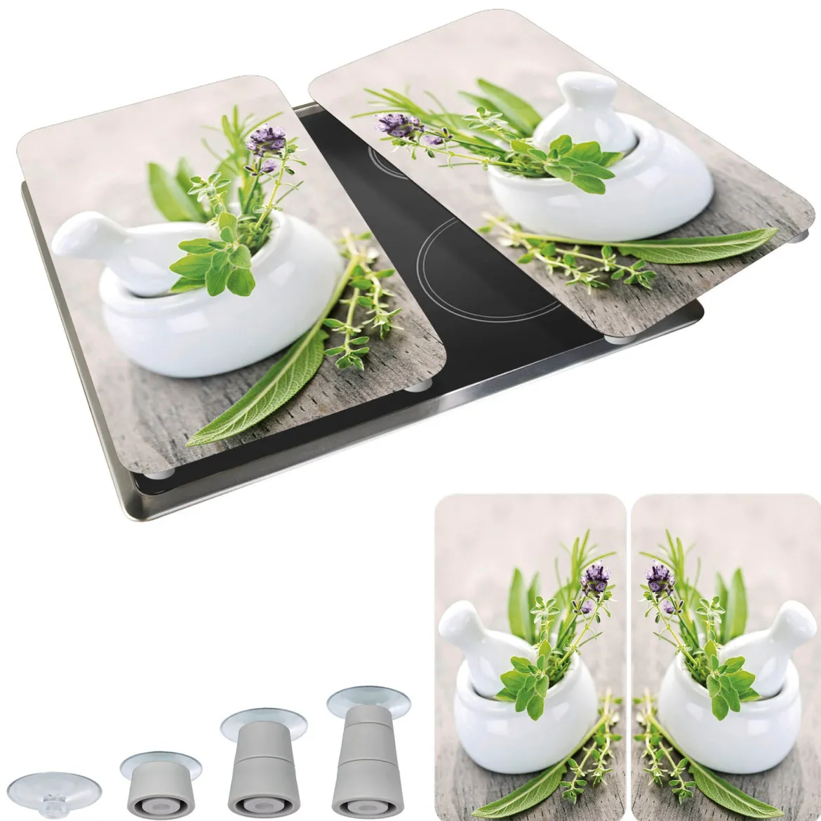 Szklane płyty ochronne HERB GARDEN na kuchenkę – 2 sztuki, WENKO