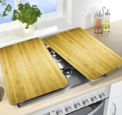 Szklane płyty ochronne WOODEN LOOK na kuchenkę – 2 sztuki, WENKO