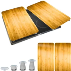 Szklane płyty ochronne WOODEN LOOK na kuchenkę – 2 sztuki, WENKO