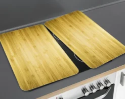 Szklane płyty ochronne WOODEN LOOK na kuchenkę – 2 sztuki, WENKO