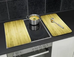Szklane płyty ochronne WOODEN LOOK na kuchenkę – 2 sztuki, WENKO