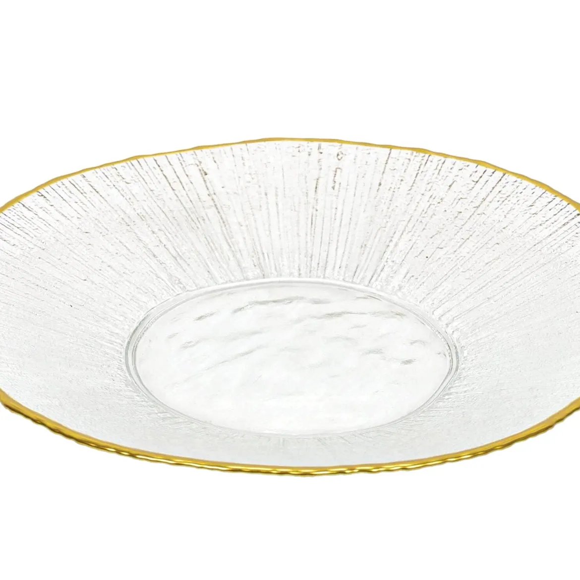 Szklany talerz deserowy ze złotą obwódką DATURA, 21 cm