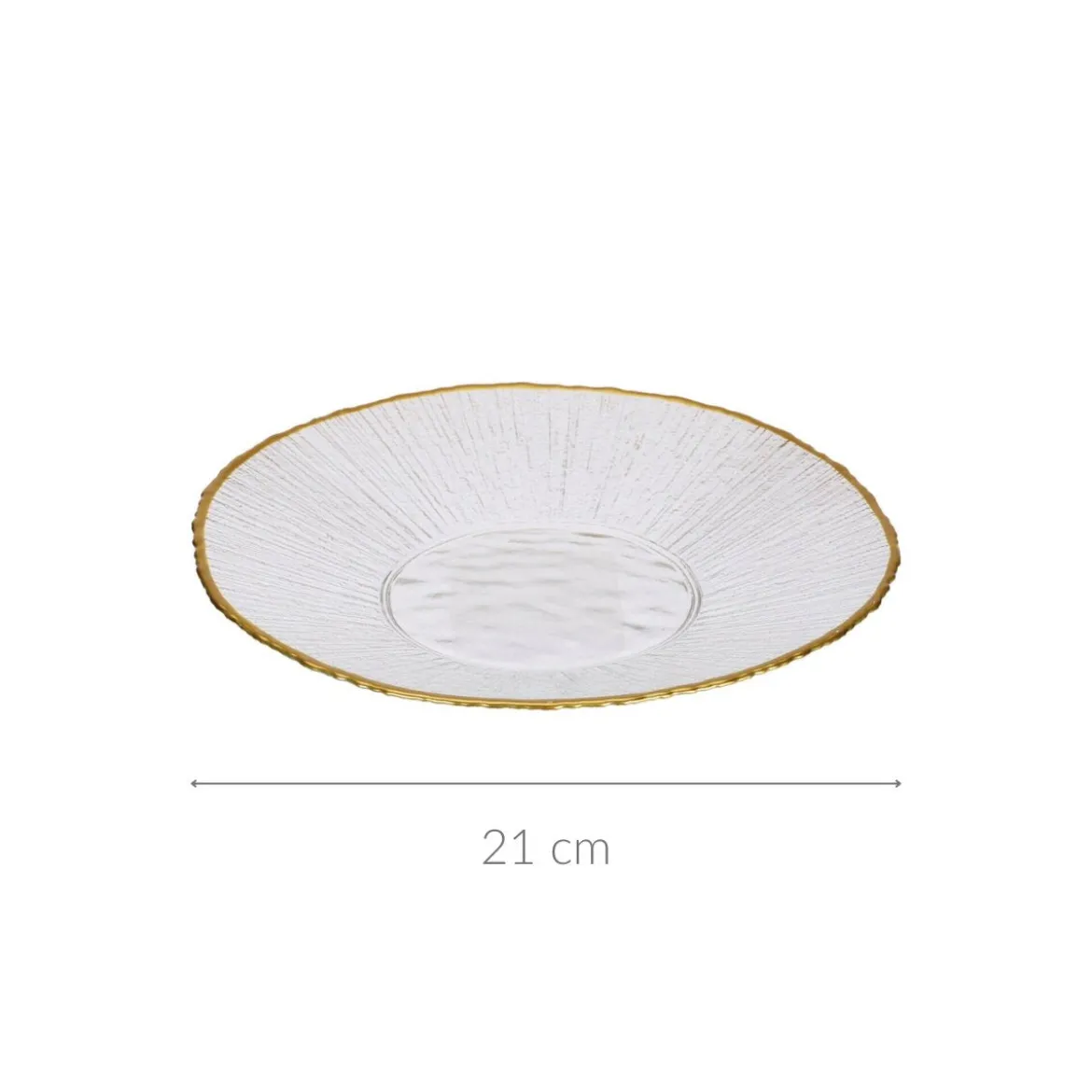Szklany talerz deserowy ze złotą obwódką DATURA, 21 cm