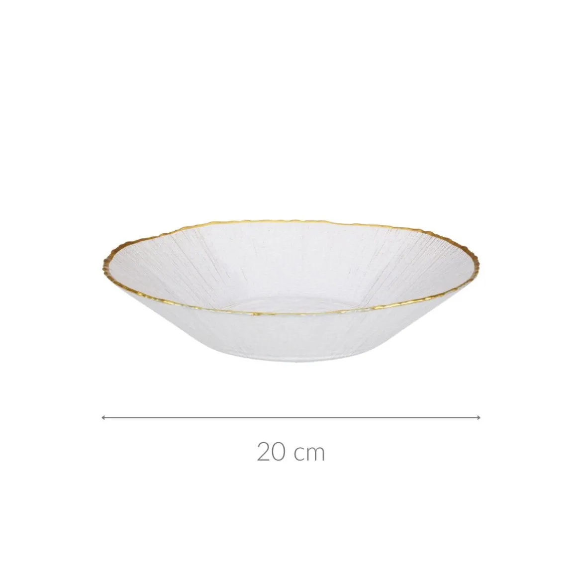 Szklany talerz głeboki ze złotą obwódką DATURA, 20 cm