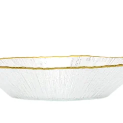 Szklany talerz głeboki ze złotą obwódką DATURA, 20 cm