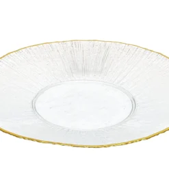 Szklany talerz płaski ze złotą obwódką DATURA, 28 cm