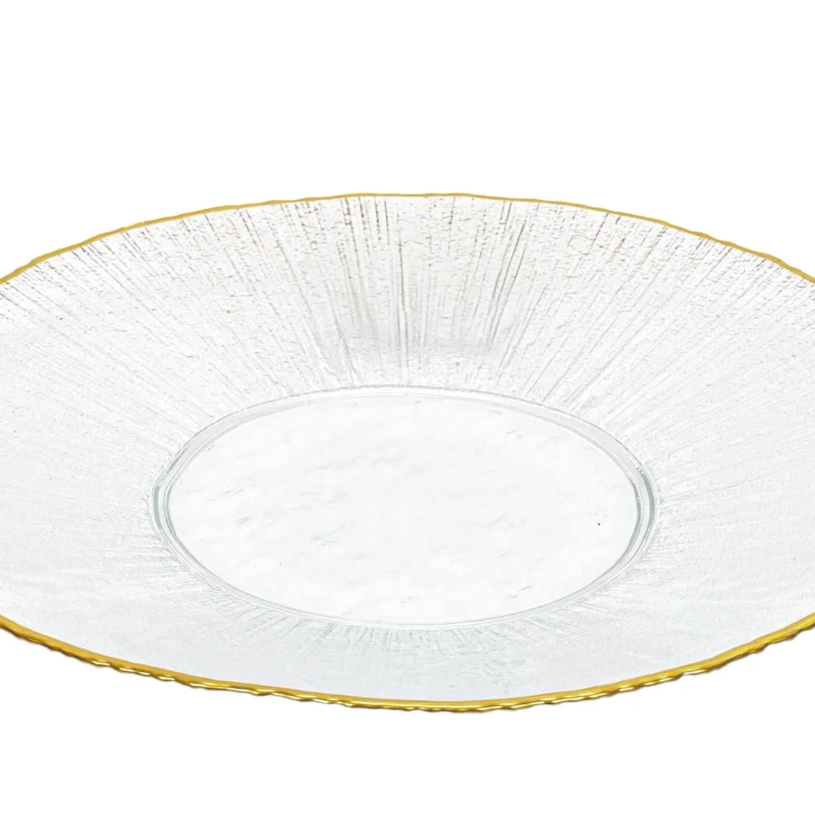 Szklany talerz płaski ze złotą obwódką DATURA, 28 cm