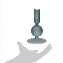 Szklany świecznik na nóżce, 14 cm