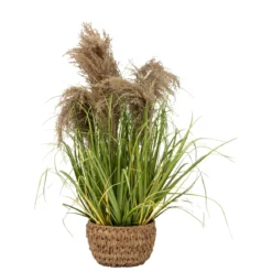 Sztuczna trawa MAXIME w doniczce z plecionki, 80 cm