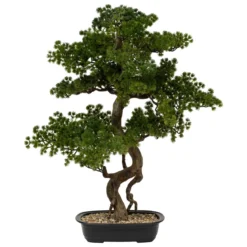 Sztuczne drzewko Bonsai POLIN, czarna ceramiczna donica, 72 x 36 x 86 cm