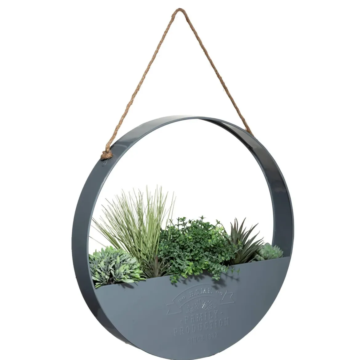 Sztuczne kwiaty, Ø 44 cm, wisząca dekoracja w metalowej osłonce