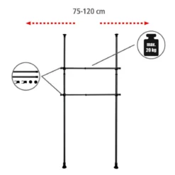 Szyna do garderoby, drążek do ubrań HERKULES 2 sztuki, 75-120cm, WENKO