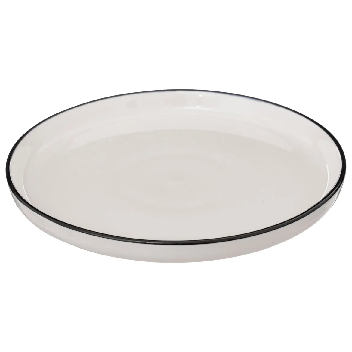 Talerze deserowe porcelanowe ALIX, czarna obwódka, 6 sztuk x Ø 20 cm