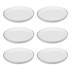 Talerze deserowe porcelanowe SUBLIMA, złota obwódka, 6 sztuk x Ø 20 cm