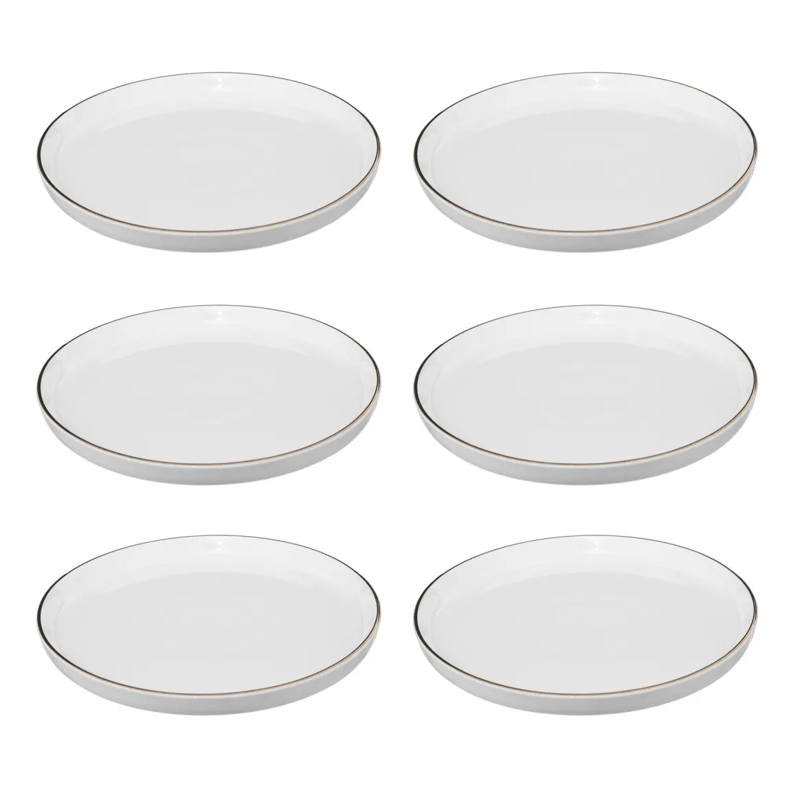 Talerze deserowe porcelanowe SUBLIMA, złota obwódka, 6 sztuk x Ø 20 cm