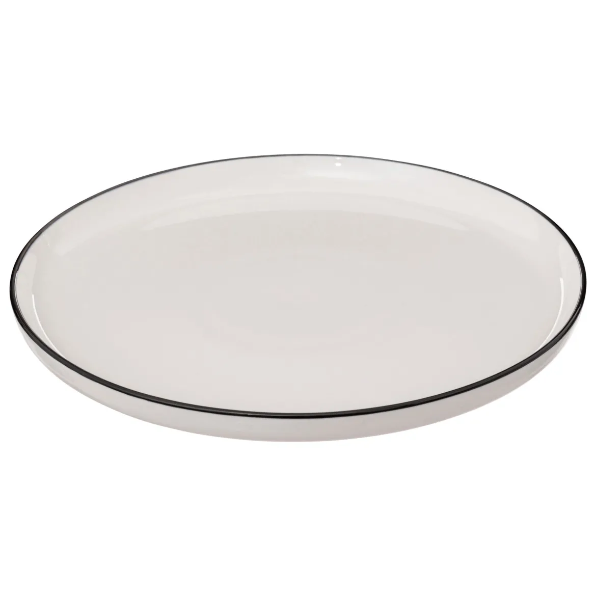 Talerze obiadowe porcelanowe ALIX, czarna obwódka, 6 sztuk x Ø 27 cm