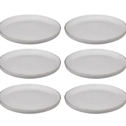 Talerze obiadowe porcelanowe SUBLIMA, złota obwódka, 6 sztuk x Ø 27 cm