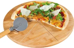 Talerz na pizze z nożykiem, bambusowa tacka na żywność