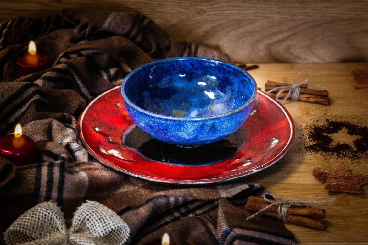 Talerz obiadowy handmade CRUSTA Ø 25 cm - unikalny wzór