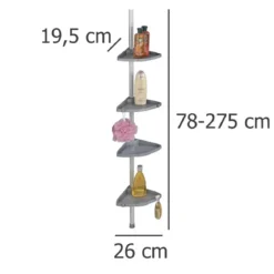 Teleskopowa półka łazienkowa, narożna - 4 poziomy, WENKO