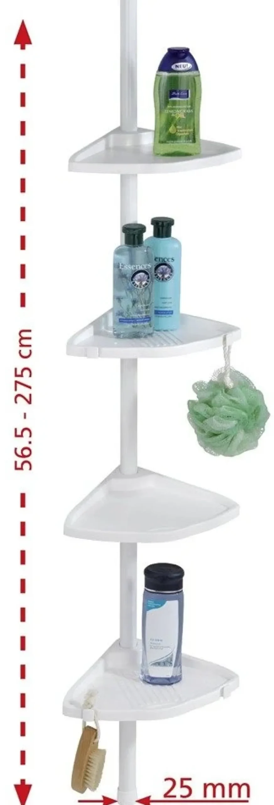Teleskopowa półka łazienkowa XXL, narożna - aż 4 poziomy, WENKO