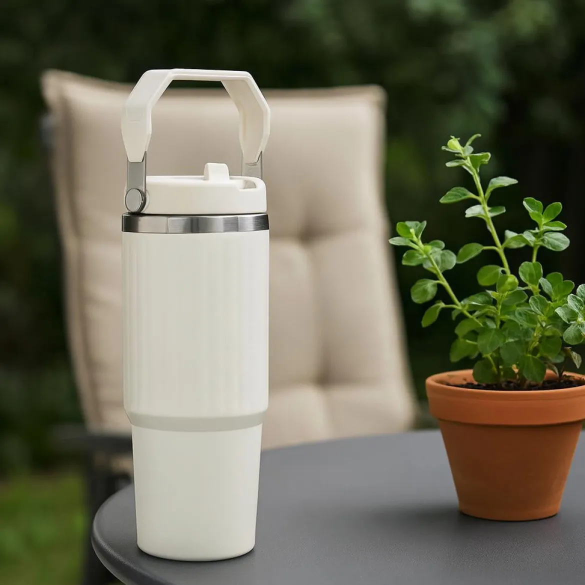 Termos stalowy z uchwytem VARMÖ, 900 ml
