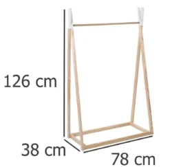 TIPI Drewniany wieszak na ubrania dla dzieci - 78 x 38 x 126