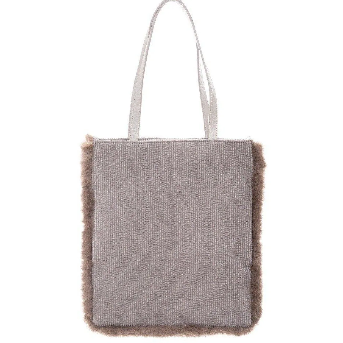Torba na zakupy obszyta futerkiem, SHOPPING BAG, 38 x 40 cm