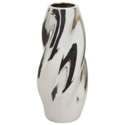 Wazon srebrny TWISTED SKY, ceramiczny