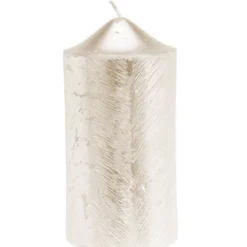 Świeca ozdobna z metalicznym wzorem, 7 x 14 cm