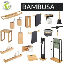 Wieszak na ręczniki BAMBUSA, bambusowy, jasny brąz, 40 x 9 x 5 cm, WENKO