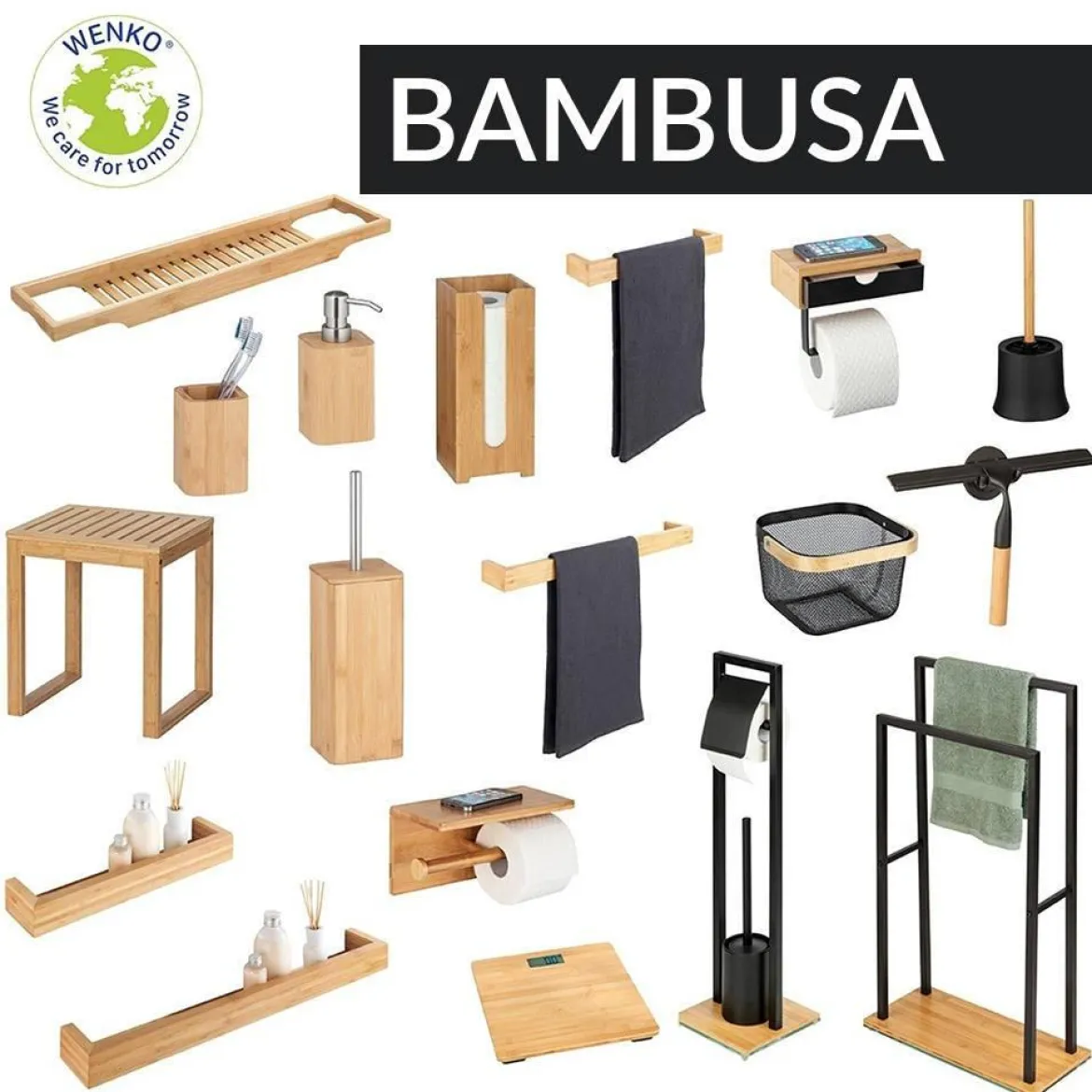 Wieszak na ręczniki BAMBUSA, bambusowy, jasny brąz, 40 x 9 x 5 cm, WENKO