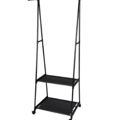 Wieszak stojący na ubrania z szafką na buty, metalowy, 55 - 88 x 45 x 157 cm