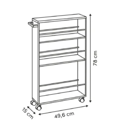 Wąski wózek kuchenny na kółkach COME, 78 cm