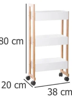 Wózek łazienkowy BAMBOO, szafka bambusowa - 3 poziomy